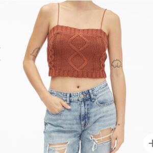 Aeropostale cable knit cropped bungee cami in cinnamon size M